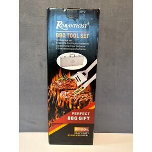 Romanticist BBQ Grill Tool Set 20 Pc w/ Metal Case Stainless Steel Heavy Duty